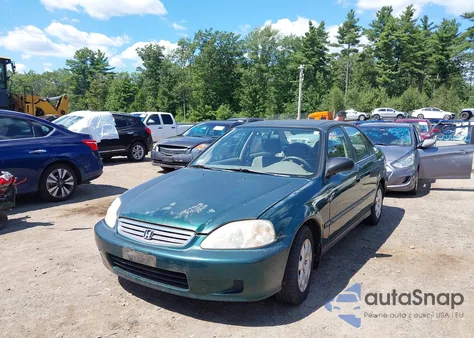 2000 Honda Civic Dx z USA, uszkodzony, nr VIN 2HGEJ6620YH546725
